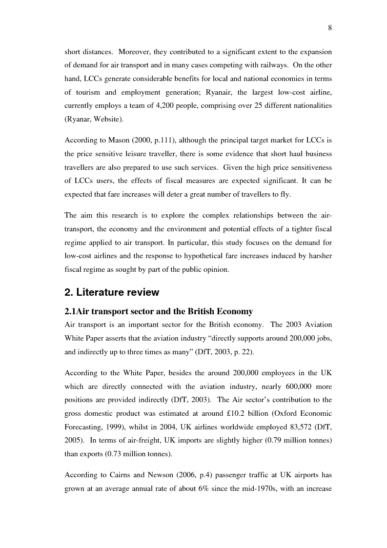 Anteprima della tesi: Potential effects of tighter fiscal regime applied to Air Passenger Transport: the case for the European low-cost airlines, Pagina 4