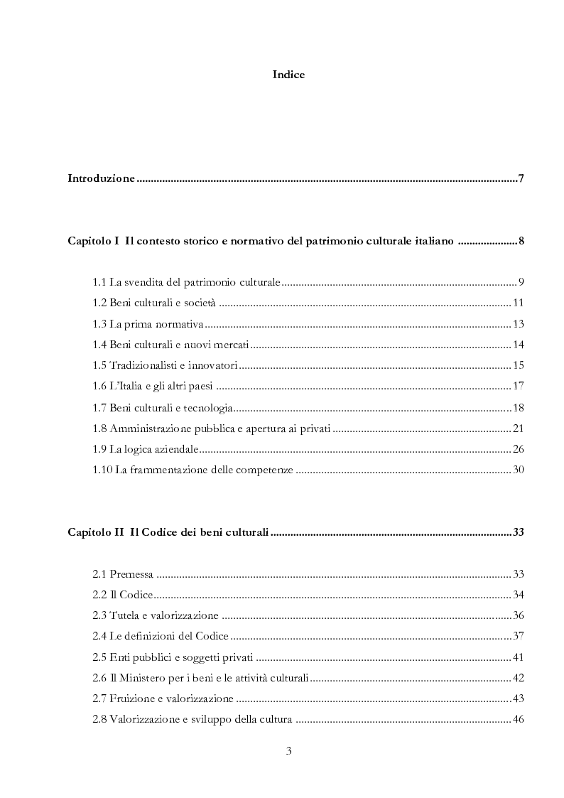 Indice della tesi: L'Arena di Verona, contesto storico, normativo, gestionale e proposte di valorizzazione, Pagina 1