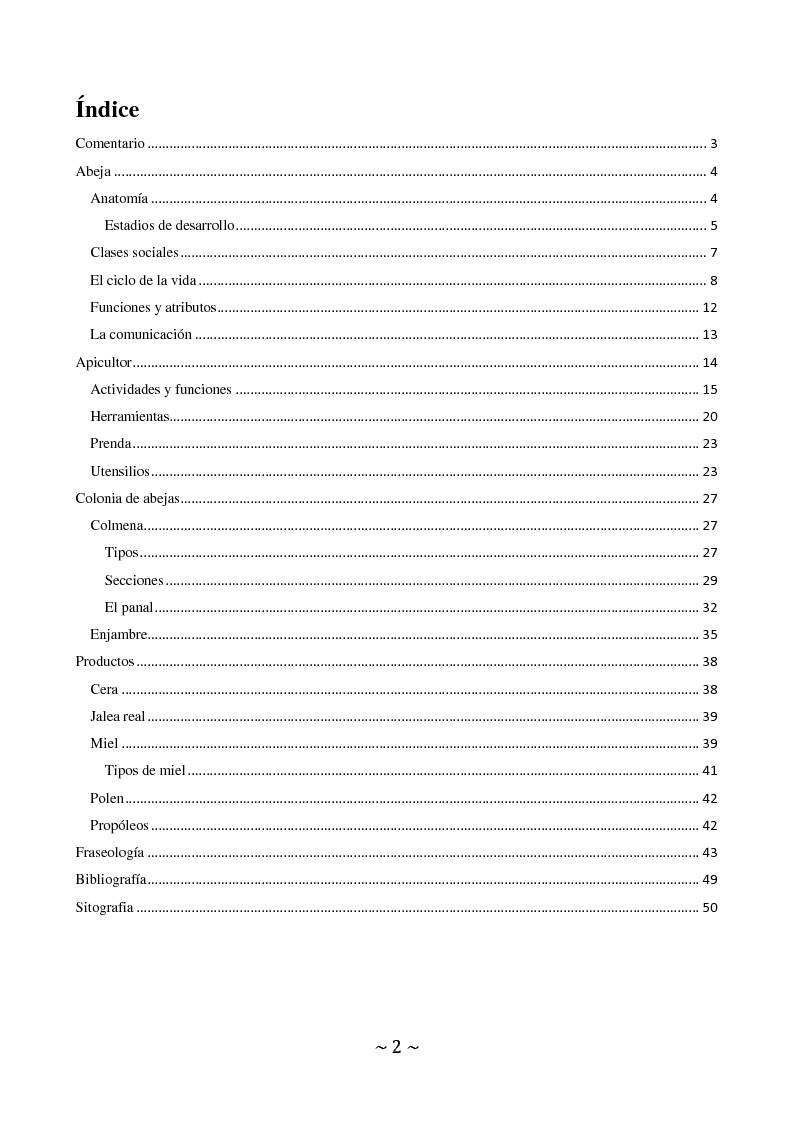 Indice della tesi: El Mundo de la Apicultura, Pagina 1