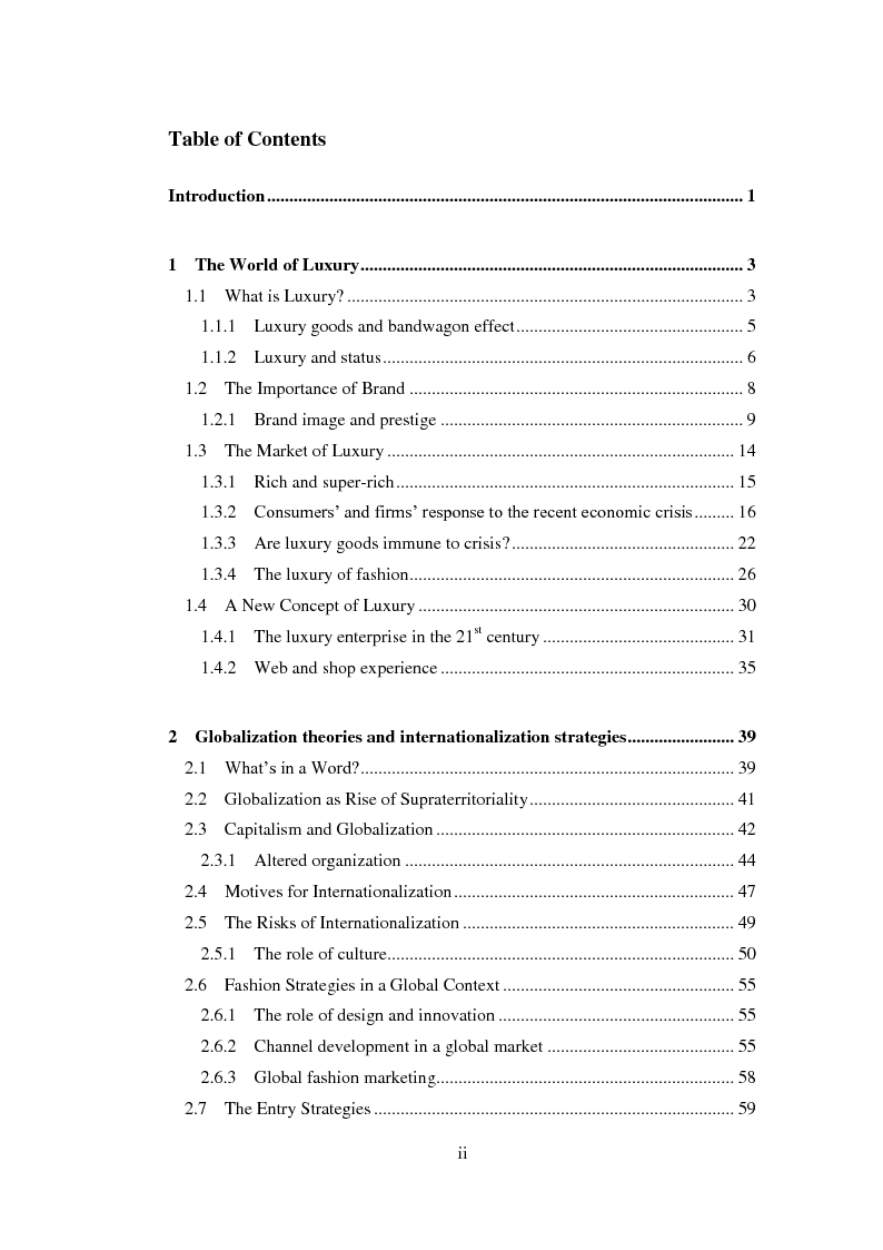 Indice della tesi: Internationalization of Luxury Fashion Companies: a penetration project in Poland for Salvatore Ferragamo, Pagina 1