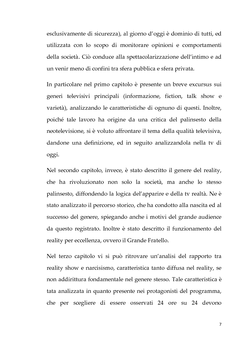 Anteprima della tesi: Neotelevisione e reality show: commistione tra i generi televisivi, Pagina 5
