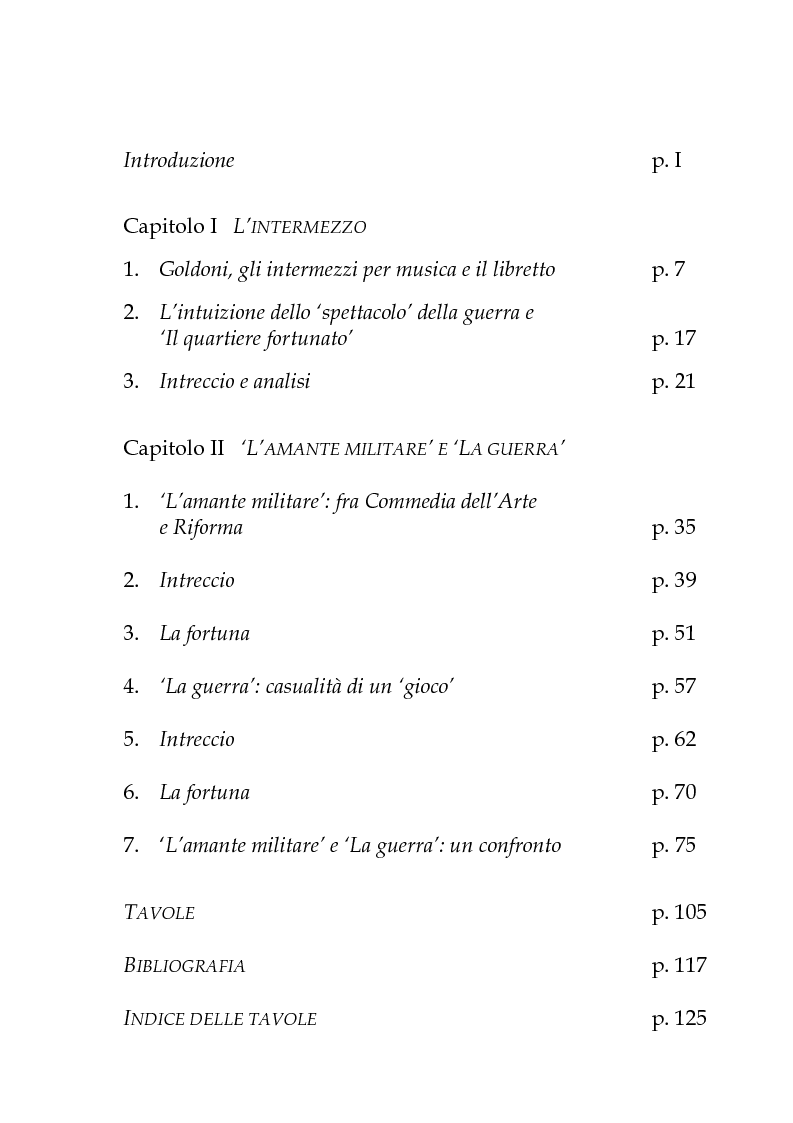 Indice della tesi: Lo "spettacolo" della guerra in Goldoni, Pagina 1
