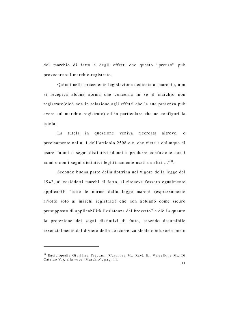 Anteprima della tesi: La Protezione del Marchio non registrato, Pagina 12