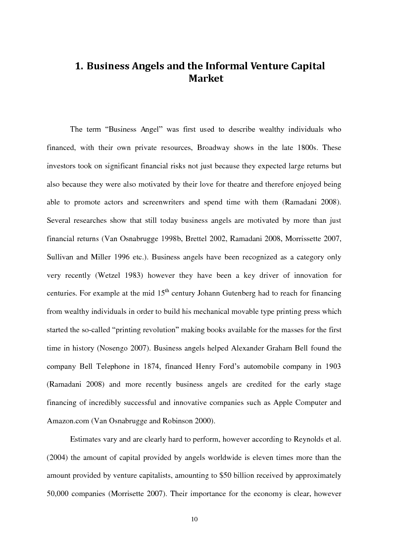 Anteprima della tesi: Investment Policies and Behavior of Italian Business Angels: an Empirical Analysis, Pagina 5