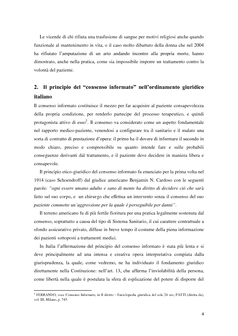 Anteprima della tesi: Consenso e rifiuto informati al trattamento medico, Pagina 3