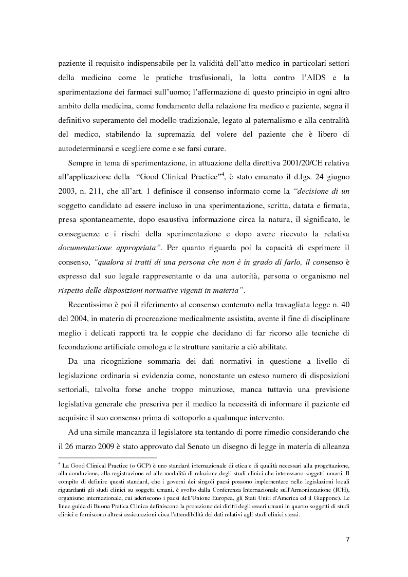 Anteprima della tesi: Consenso e rifiuto informati al trattamento medico, Pagina 6