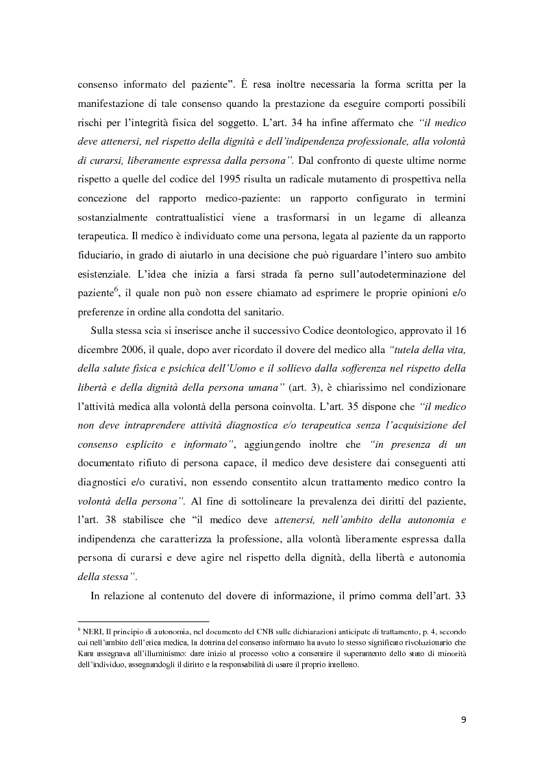 Anteprima della tesi: Consenso e rifiuto informati al trattamento medico, Pagina 8