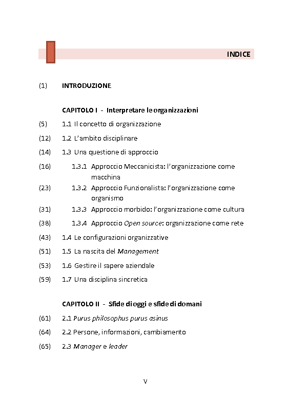 Indice della tesi: La questione manageriale - Analisi retrospettive e sfide future, Pagina 1