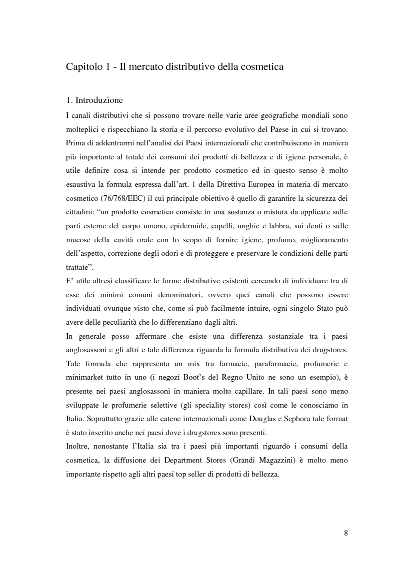 Anteprima della tesi: I canali della distribuzione del mercato cosmetico mondiale e tendenze evolutive. Le strategie della profumeria nel mercato italiano., Pagina 8
