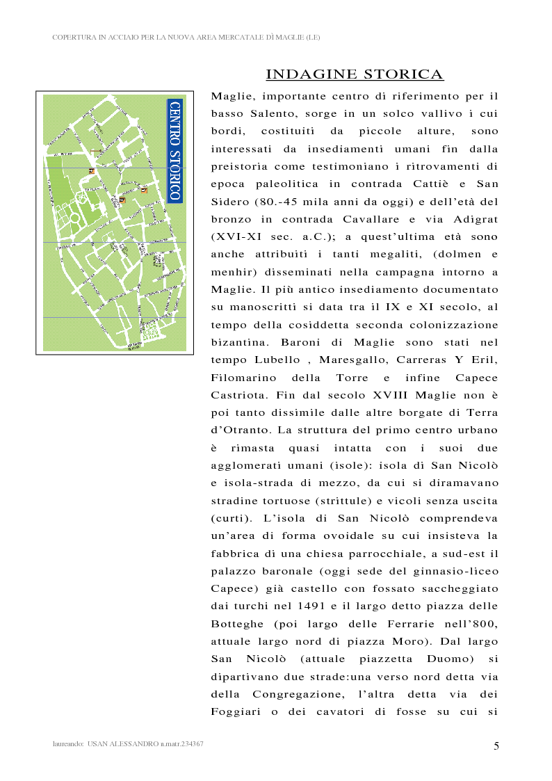 Anteprima della tesi: Copertura in acciaio per la nuova area mercatale del comune di Maglie (LE), Pagina 4