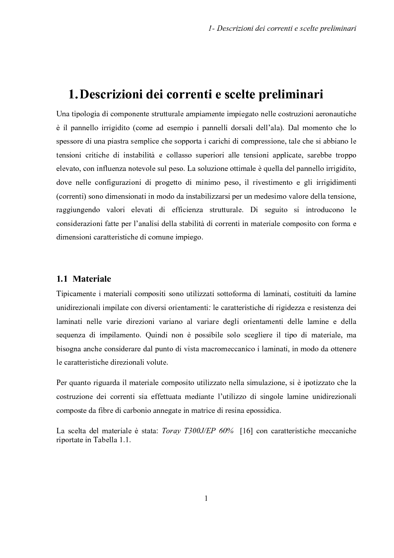 Anteprima della tesi: Valutazione della stabilità di correnti in materiale composito soggetti a compressione mediante analisi agli elementi finiti, Pagina 6