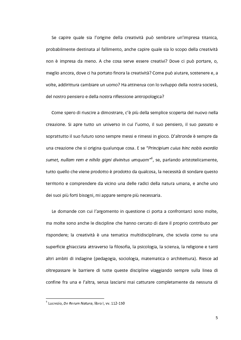 Anteprima della tesi: Creatività Umana, Pagina 5