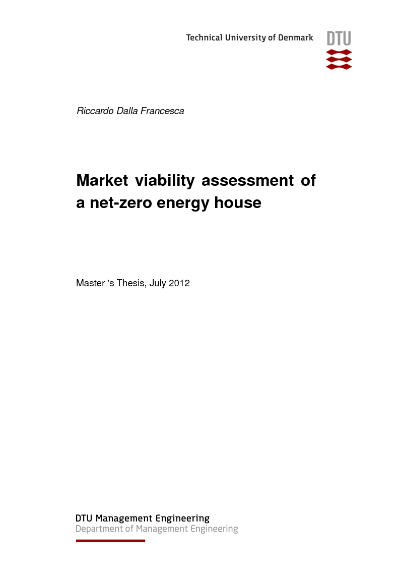 Anteprima della tesi: Market viability assessment of a net-zero energy house, Pagina 1