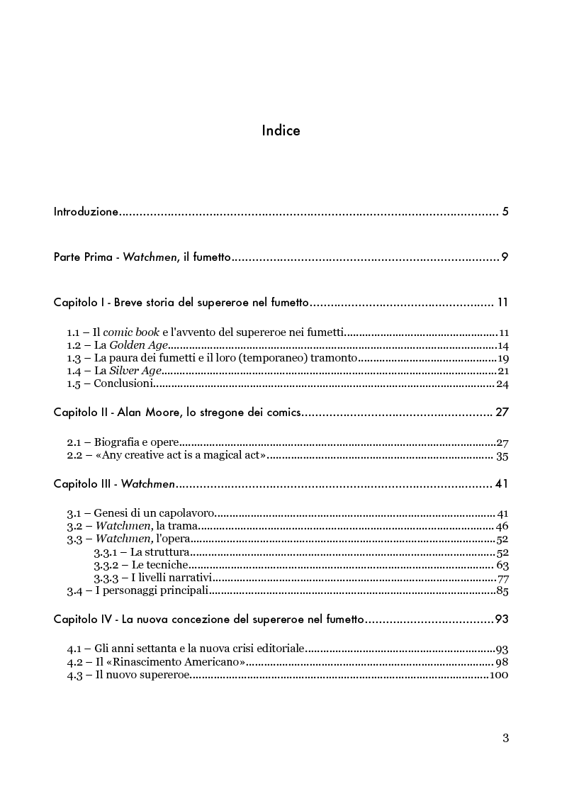 Indice della tesi: La rivoluzione di Watchmen, Pagina 1