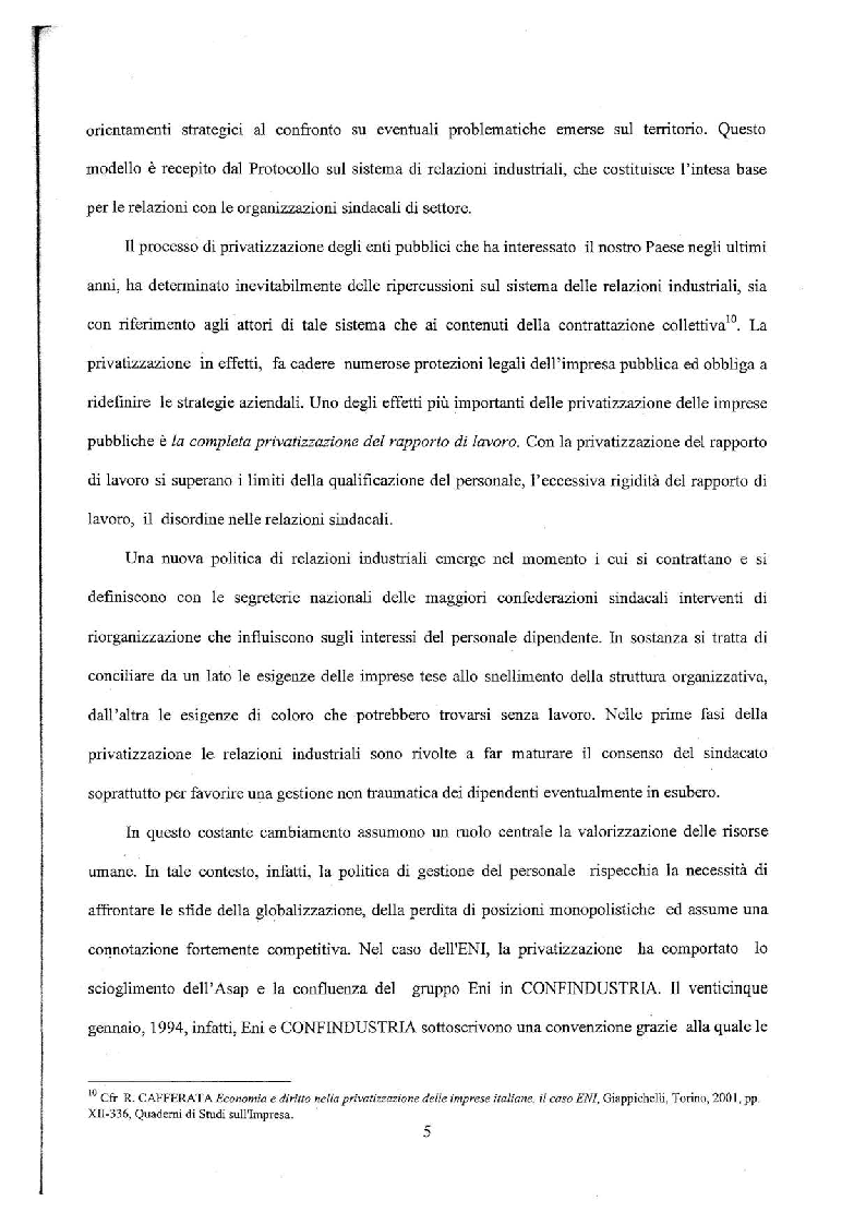 Anteprima della tesi: Le relazioni Industriali nell'Eni: l'esperienza del Centro Oli di Viggiano (PZ), Pagina 4