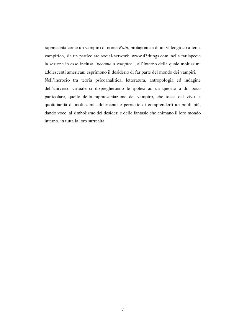 Anteprima della tesi: La rappresentazione del vampiro in adolescenza. Un'indagine psicoanalitica., Pagina 6