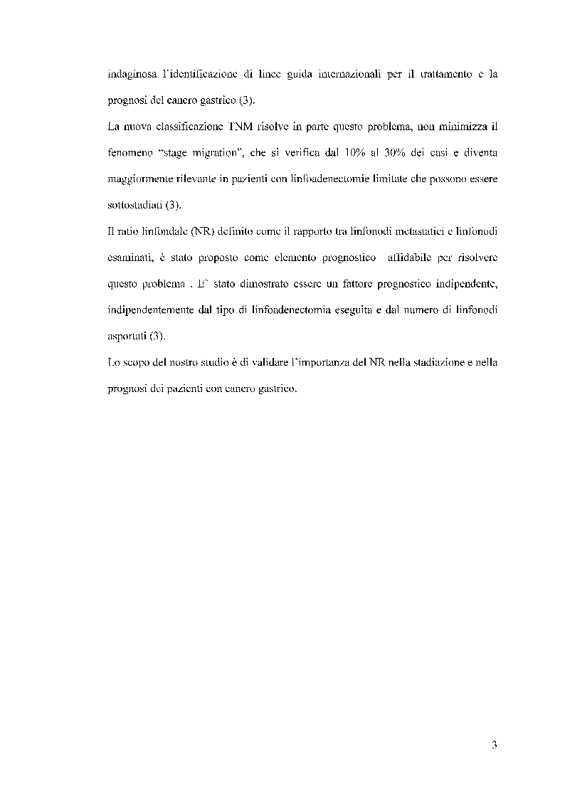 Anteprima della tesi: Valutazione del ratio linfonodale nella prognosi dei pazienti operati per cancro gastrico, Pagina 4