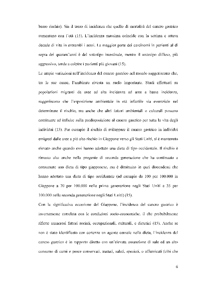 Anteprima della tesi: Valutazione del ratio linfonodale nella prognosi dei pazienti operati per cancro gastrico, Pagina 7