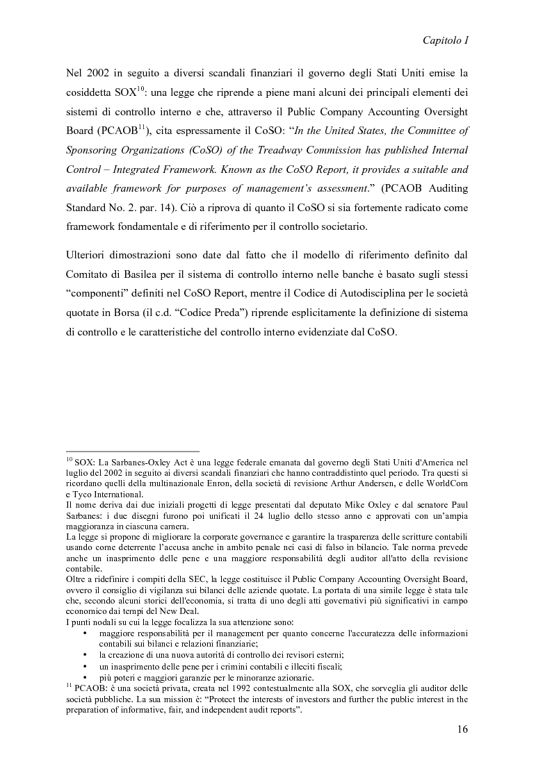 Anteprima della tesi: L'evoluzione del framework CoSO a supporto del sistema di controllo interno, Pagina 11