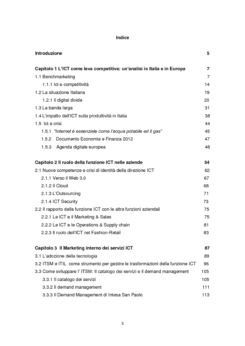 Indice della tesi: Il Marketing interno dei servizi ICT, Pagina 1