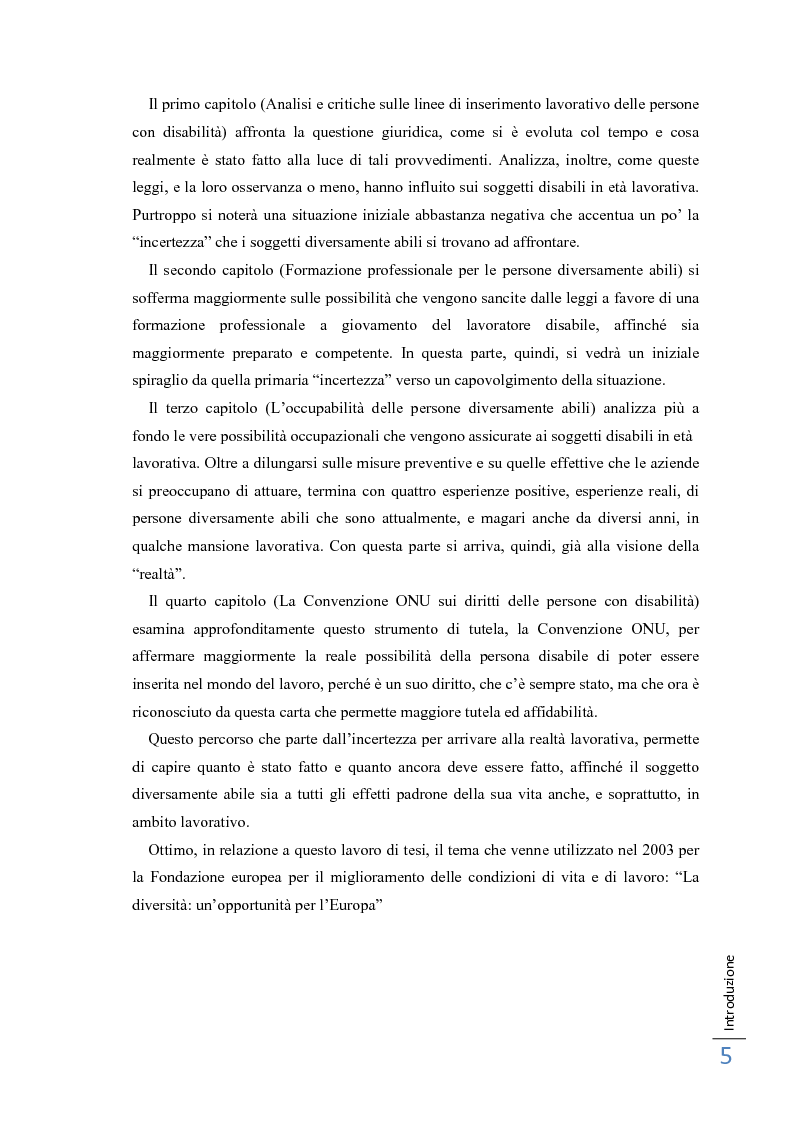 Anteprima della tesi: Dall'incertezza alla realtà. L'inserimento lavorativo delle persone disabili, Pagina 4