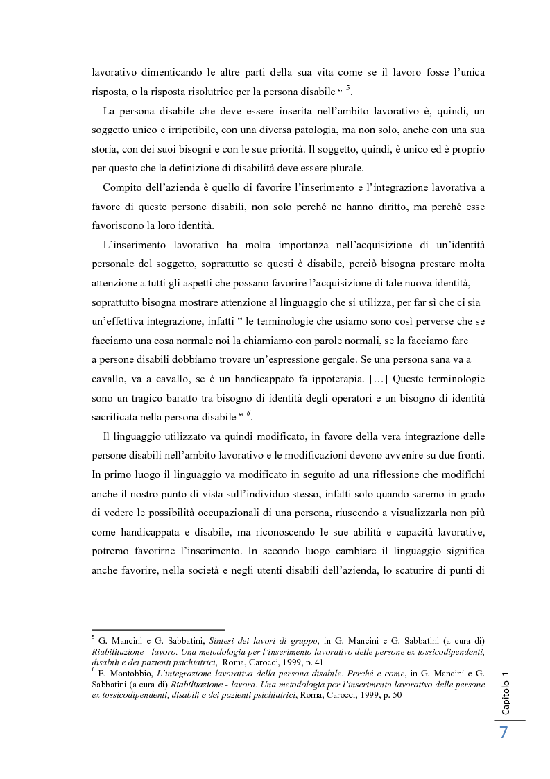 Anteprima della tesi: Dall'incertezza alla realtà. L'inserimento lavorativo delle persone disabili, Pagina 6