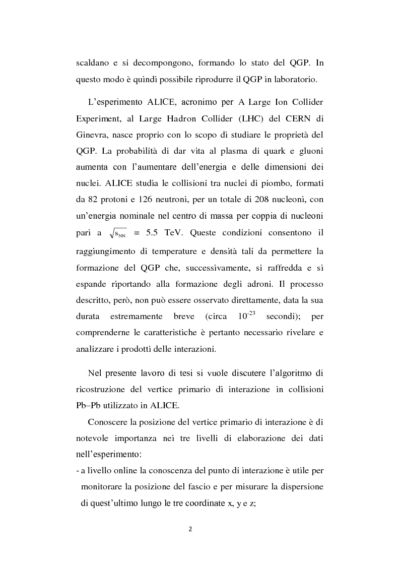 Anteprima della tesi: La ricostruzione del vertice primario di interazione nell'esperimento ALICE, Pagina 3
