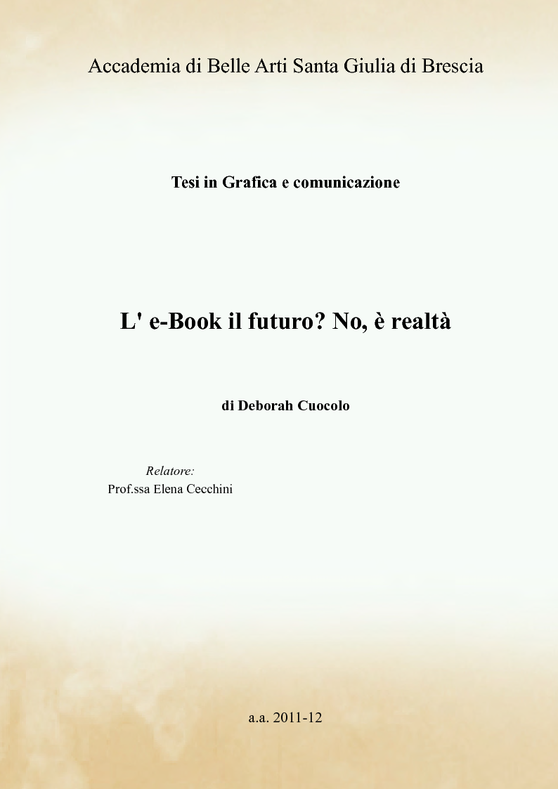 Anteprima della tesi: L' e-Book il futuro? No, è realtà, Pagina 1