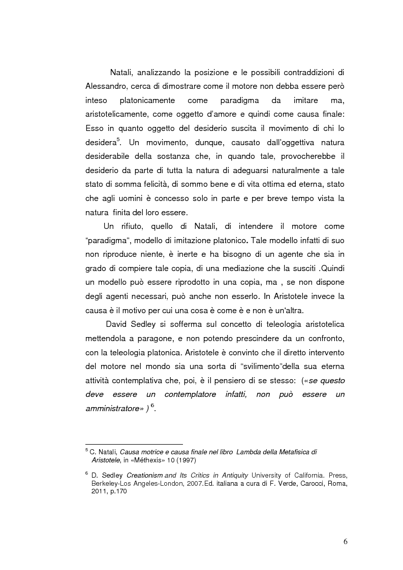 Anteprima della tesi: Aristotele, libro Lambda della Metafisica: natura e causalità del primo motore immobile, Pagina 6