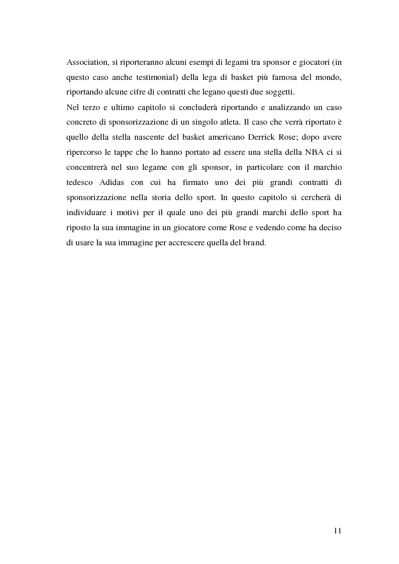 Anteprima della tesi: Marketing sportivo e sponsorizzazioni: valori sportivi incontrano il brand. Il caso Derrick Rose, Pagina 4