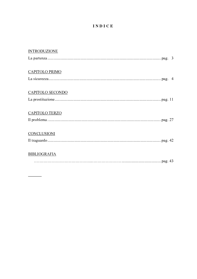 Indice della tesi: Porsi davanti senza preoccupazioni - prostituzione e sicurezza sociale, Pagina 1