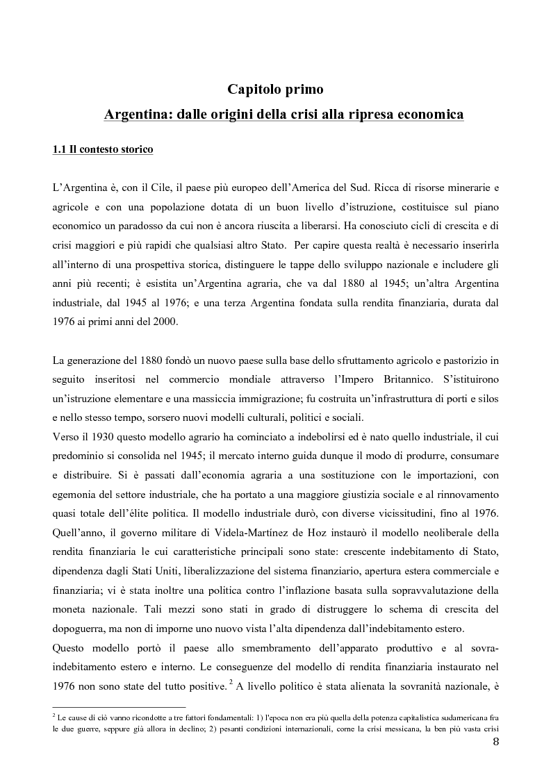 Anteprima della tesi: Determinanti della stabilità macroeconomica in Argentina: il ruolo della struttura dell’export e del tasso di cambio, Pagina 4