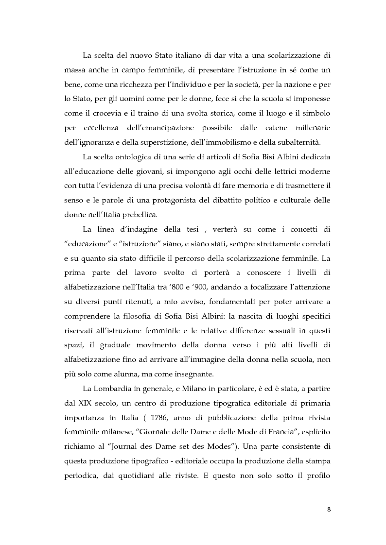 Anteprima della tesi: L'educazione della donna nelle opere di Sofia Bisi Albini, Pagina 6