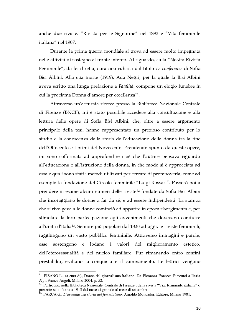 Anteprima della tesi: L'educazione della donna nelle opere di Sofia Bisi Albini, Pagina 8