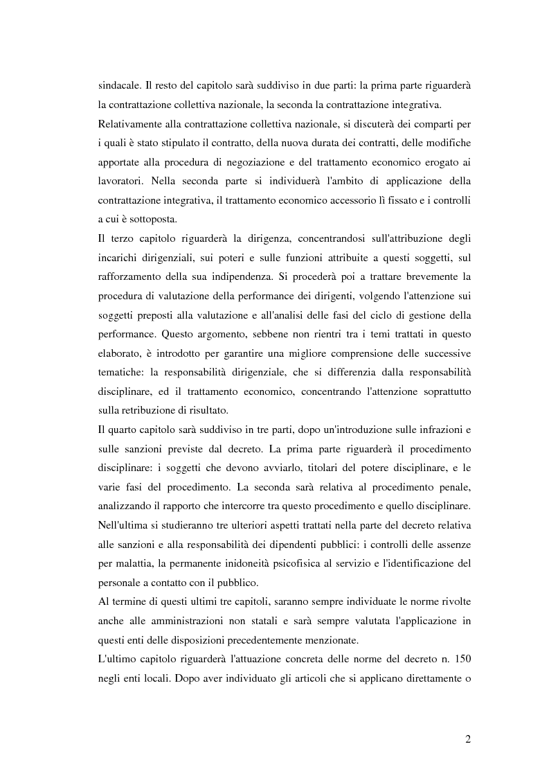 Anteprima della tesi: Le riforme del lavoro pubblico e gli enti locali: uniformità con il modello statale ed autonomia organizzativa, Pagina 3