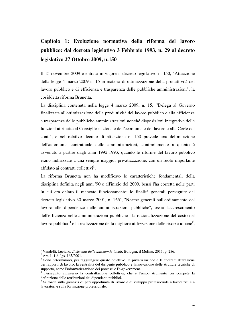 Anteprima della tesi: Le riforme del lavoro pubblico e gli enti locali: uniformità con il modello statale ed autonomia organizzativa, Pagina 5