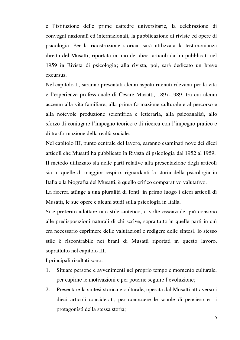 Anteprima della tesi: Cesare Musatti nella storia della psicologia in Italia dieci articoli in rivista di psicologia 1952-1959, Pagina 3