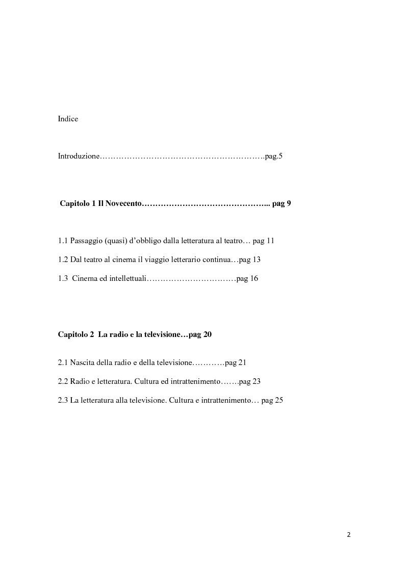 Indice della tesi: La letteratura attraverso i mass media, Pagina 1