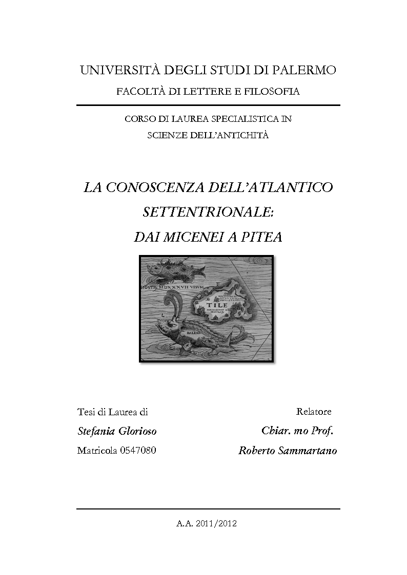Anteprima della tesi: La conoscenza dell'Atlantico settentrionale: dai Micenei a Pitea, Pagina 1