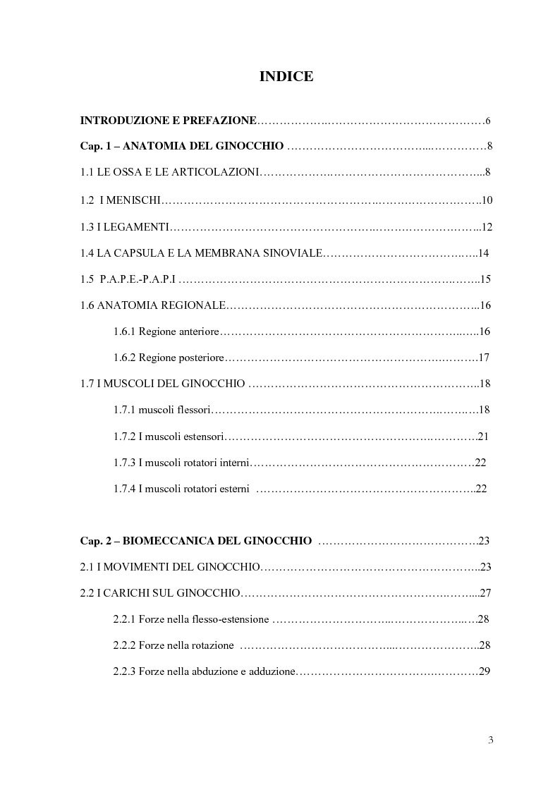 Indice della tesi: Monitoraggio clinico del recupero funzionale dopo trattamento artroscopico per trauma distorsivo del ginocchio in giocatori di pallacanestro, Pagina 1
