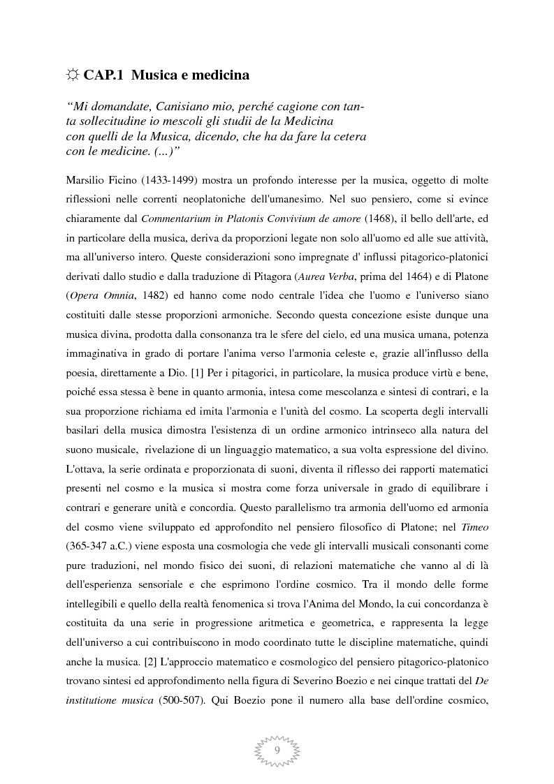 Anteprima della tesi: L'epistola ''Si ragiona de la Musica'' di Marsilio Ficino ad Antonio Canigiani, Pagina 5