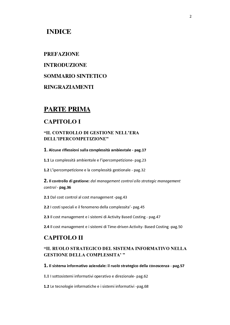 Indice della tesi: La redditività nel tempo lungo come indicatore di efficacia strategica e la BSC: il gruppo Mediaset, Pagina 1