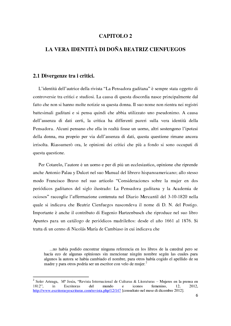 Anteprima della tesi: Beatriz Cienfuegos e la ''Pensadora Gaditana'', Pagina 4