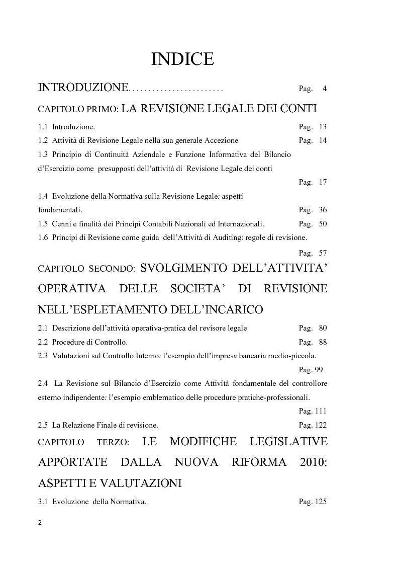 Indice della tesi: Indipendenza e Conflitto di Interessi nella Revisione Legale dei conti: Qualità ed Evoluzione della funzione del revisore alla luce delle recenti riforme., Pagina 1