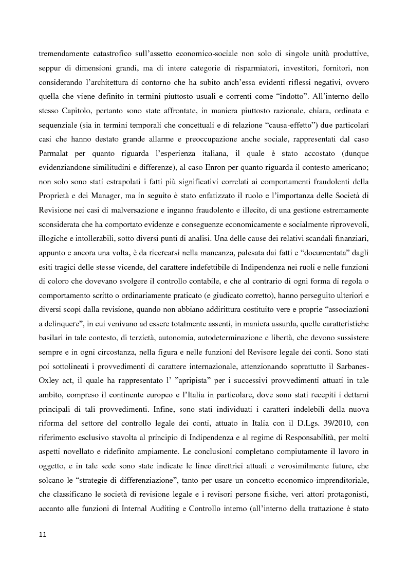 Anteprima della tesi: Indipendenza e Conflitto di Interessi nella Revisione Legale dei conti: Qualità ed Evoluzione della funzione del revisore alla luce delle recenti riforme., Pagina 9