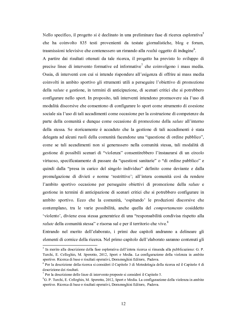 Anteprima della tesi: Il ruolo dei mass media nella configurazione violenza in ambito sportivo, Pagina 5