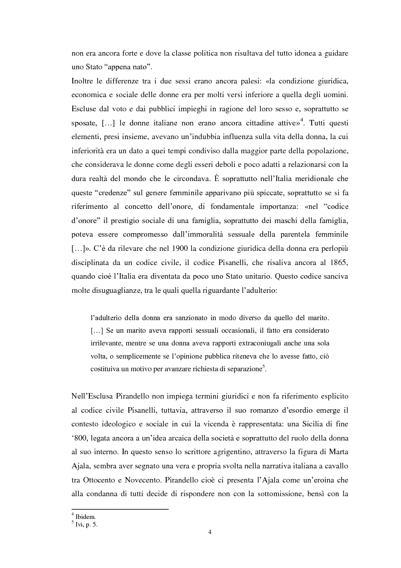Anteprima della tesi: Le figure femminili nei romanzi di Luigi Pirandello, Pagina 5