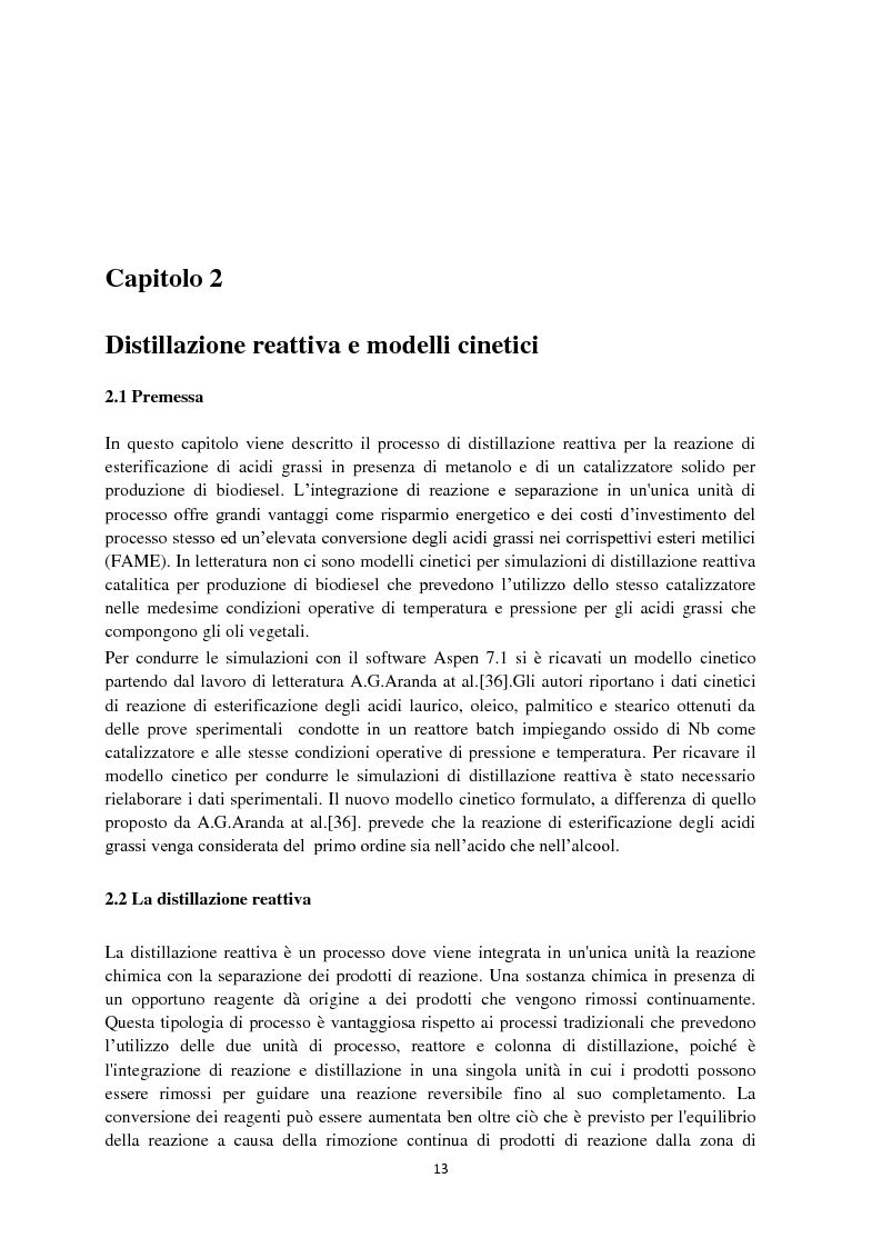Estratto dalla tesi: Distillazione reattiva per produzione di biodiesel