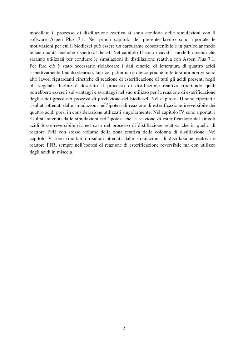 Anteprima della tesi: Distillazione reattiva per produzione di biodiesel, Pagina 3