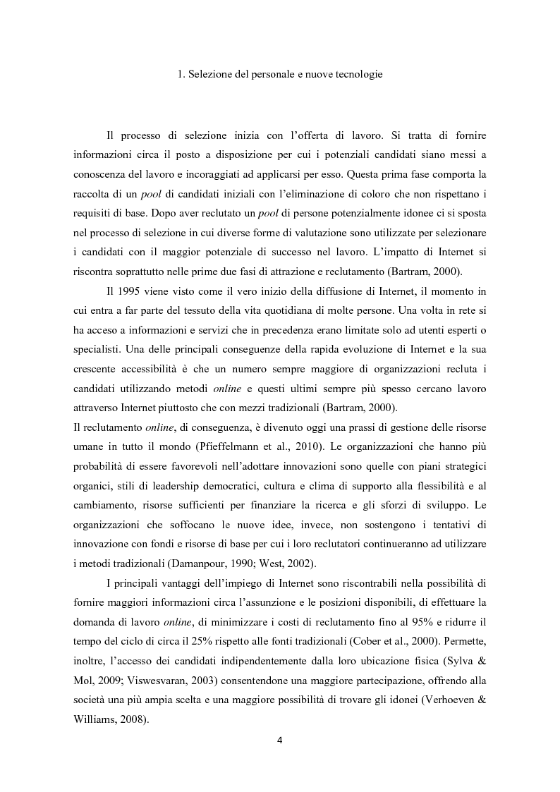 Anteprima della tesi: Casi aziendali di Web recruitment: Attrattività e Soddisfazione dei candidati, Pagina 5